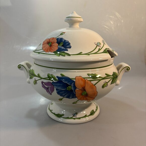 Villeroy & Boch Amapola Poppies Porcelain Lidded Soup Tureen Bowl Handled - Picture 1 of 7